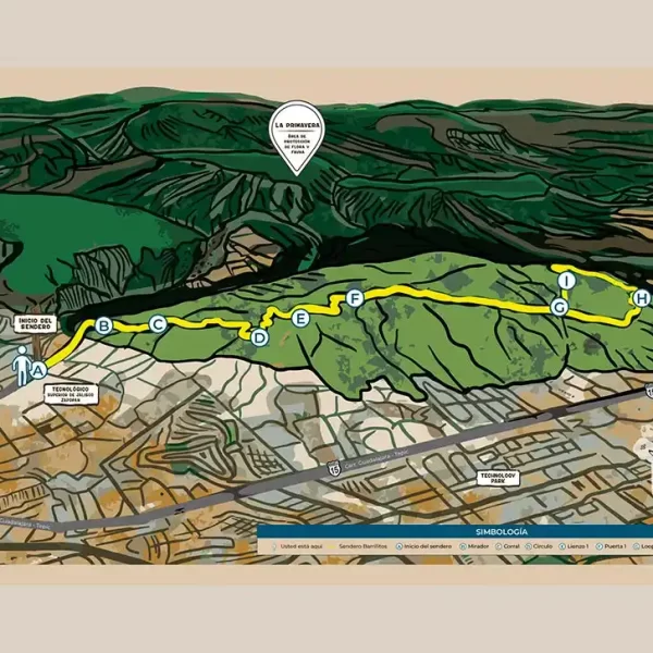 Diseño de mapa del sendero Barrilitos, mostrando la cartografía especializada